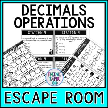 Decimals Operations MATH Escape Room | Common Core | Add, Subtract, Div, Mult