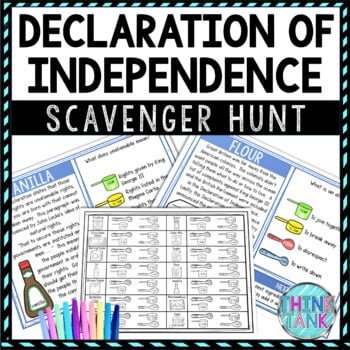 Declaration of Independence Activity - Scavenger Hunt Challenge - Gallery Walk