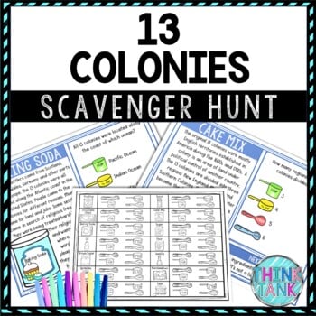 13 Colonies Activity - Scavenger Hunt Challenge - Gallery Walk