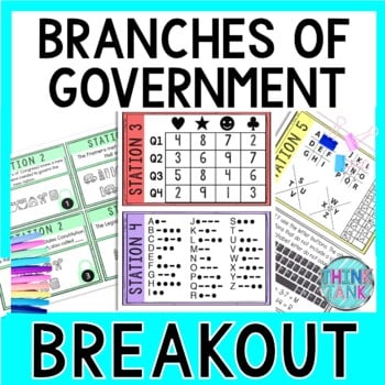 Branches of Government Breakout Activity - Task Cards Puzzle Challenge