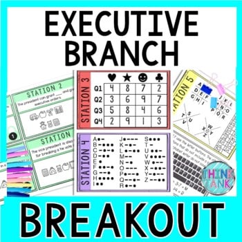 Executive Branch Breakout Activity - Task Cards Puzzle Challenge - Civics