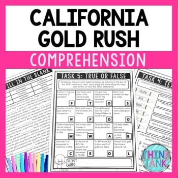 California Gold Rush Reading Comprehension Challenge - Close Reading Activity