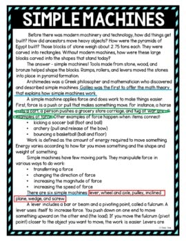 Simple Machines Color by Number, Reading Passage and Text Marking - Image 4