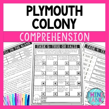 Plymouth Colony Reading Comprehension - Close Reading Activity