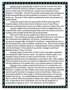 Patriots and Loyalists DIGITAL Reading Passage & Questions Self Grading - Image 3