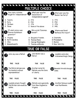 Patriots and Loyalists DIGITAL Reading Passage & Questions Self Grading - Image 4