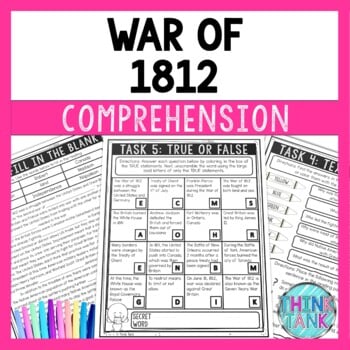 War of 1812 Reading Comprehension Challenge - Close Reading Activity