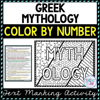 Greek Mythology Color by Number, Reading Passage and Text Marking