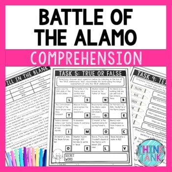 Battle of the Alamo Reading Comprehension Challenge - Close Reading Activity