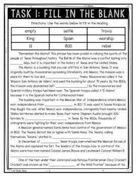 Battle of the Alamo Reading Comprehension Challenge - Close Reading Activity - Image 2