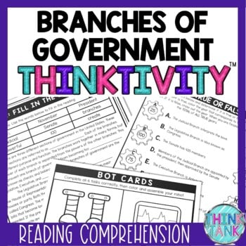 Branches of Government Thinktivity™ Reading Comprehension - Interactive Activity