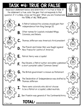 Patriots and Loyalists Thinktivity™ Reading Comprehension - American Revolution - Image 3