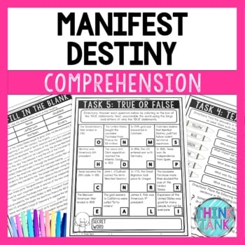 Manifest Destiny Reading Comprehension Challenge - Close Reading Activity
