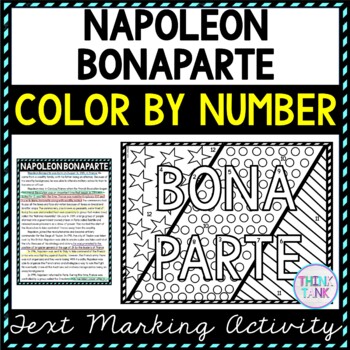 Napoleon Bonaparte Color by Number, Reading Passage and Text Marking