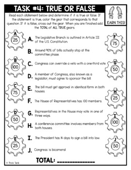How a Bill Becomes a Law Thinktivity™ Reading Comprehension - Legislative Branch - Image 3