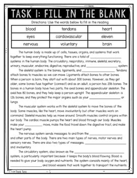 Human Body Systems Reading Comprehension Challenge - Close Reading - Image 2