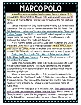 Marco Polo Color by Number, Reading Passage and Text Marking - Image 4