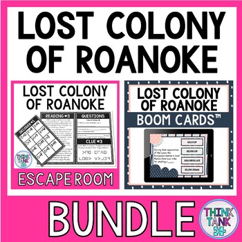 Lost Colony of Roanoke Reading Puzzles and Boom Cards™ BUNDLE
