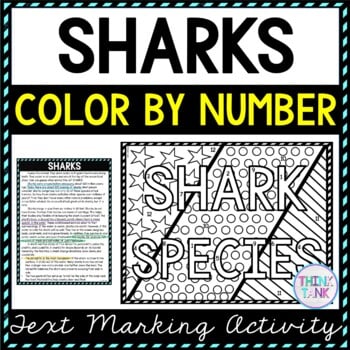 Sharks Color by Number, Reading Passage and Text Marking