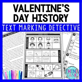 Valentine's Day History Text Marking Detective Mystery - Reading Passages