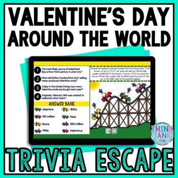 Valentine's Day Interactive Digital Trivia Escape Room - Around the World