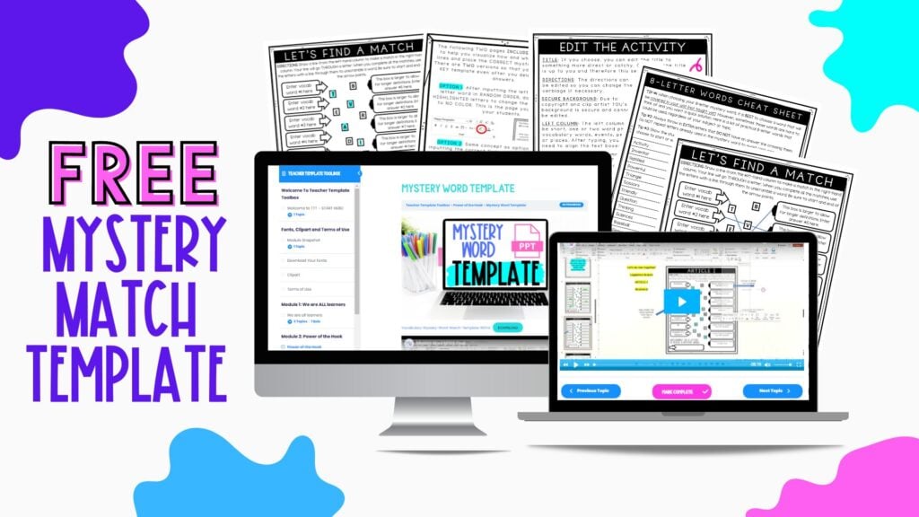 Free mystery match template training for science and social studies teachers