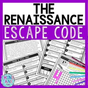 Renaissance Comprehension Code Escape Room - Close Reading - Middle Ages
