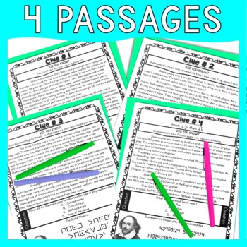 William Shakespeare ESCAPE ROOM Activity - Reading Passages - Playwright - Image 4