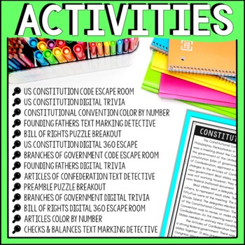 U.S. Constitution BUNDLE - Escape Room - Reading Comprehension - Text Marking - Image 3