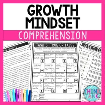 Growth Mindset Comprehension Challenge - Close Reading - Famous Failures