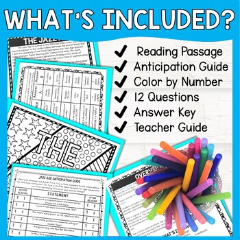 Jazz Age Color by Number, Reading Passage and Text Marking - Image 2