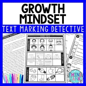 Growth Mindset Text Marking Detective Mystery - Reading Passage - Back to School
