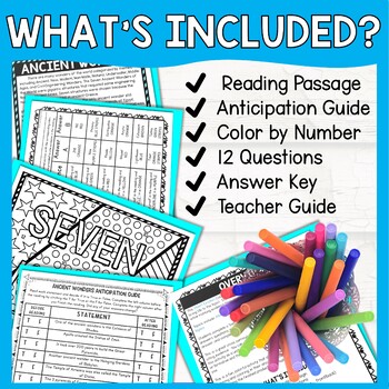7 Wonders of the Ancient World Color by Number, Reading Passage and Text Marking - Image 2