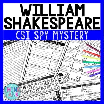 William Shakespeare Reading Comprehension CSI Spy Mystery - Close Reading