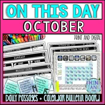 OCTOBER On This Day History Reading Passages and Bulletin Board - Nonfiction