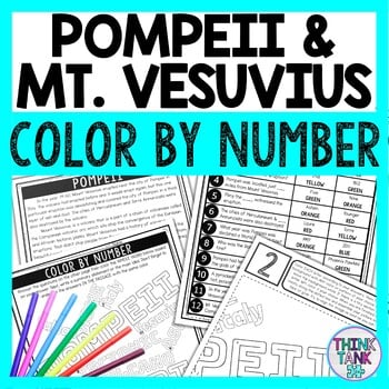 Pompeii and Mount Vesuvius Color by Number - Close Reading & Text Marking