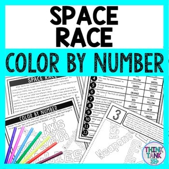 Space Race Color by Number - Close Reading & Text Marking - USA - USSR