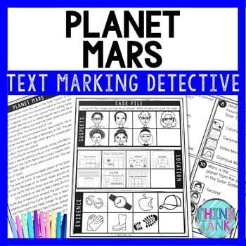 Planet Mars Text Marking Detective Mystery - Reading Passage - Solar System