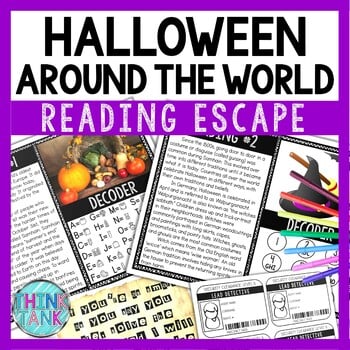 Halloween Around the World Reading Comprehension and Puzzle Escape Room- October
