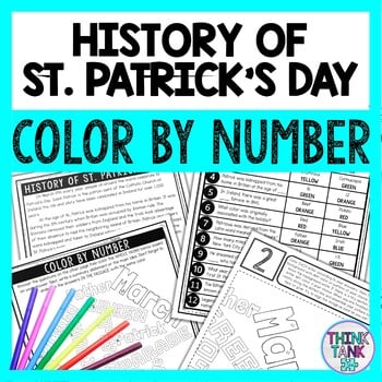 History of St. Patrick's Day Color by Number - Close Reading & Text Marking