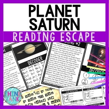 Planet Saturn Reading Comprehension and Puzzle Escape Room - Solar System