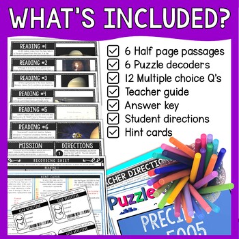 Planet Saturn Reading Comprehension and Puzzle Escape Room - Solar System - Image 2