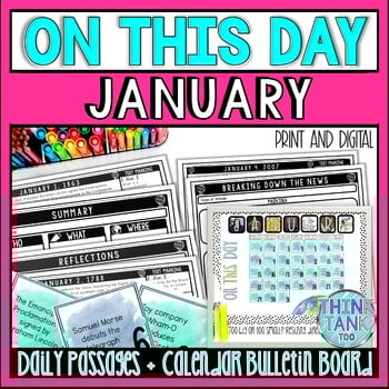 JANUARY On This Day History Reading Passages and Bulletin Board - Nonfiction