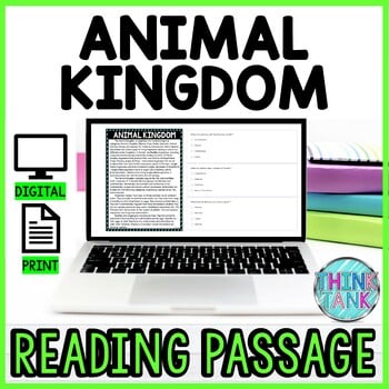 Animal Kingdom DIGITAL Reading Passage & Questions Self Grading