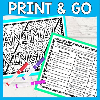Animal Kingdom Color by Number, Reading Passage and Text Marking - Image 3