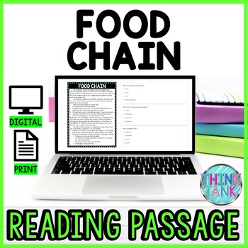 Food Chain DIGITAL Reading Passage & Questions Self Grading