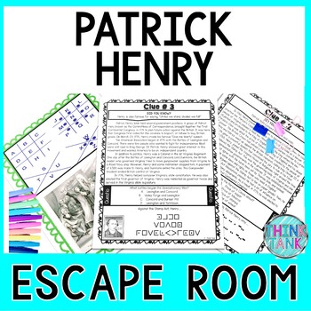 Patrick Henry ESCAPE ROOM Activity - Reading Comprehension - Revolutionary War