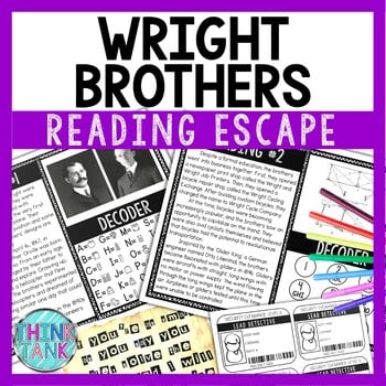 Wright Brothers Reading Comprehension and Puzzle Escape Room - Aviation