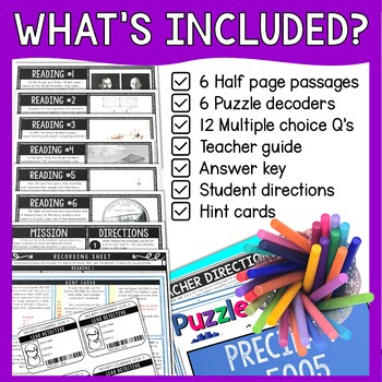 Wright Brothers Reading Comprehension and Puzzle Escape Room - Aviation - Image 3