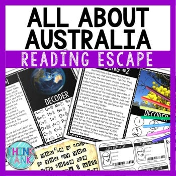 Australia Reading Comprehension and Puzzle Escape Room - Continents - Geography